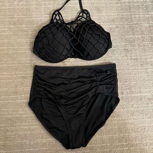 Shade and Shore 36DD Padded Netted Swim Top Kona Sol Bikini Medium